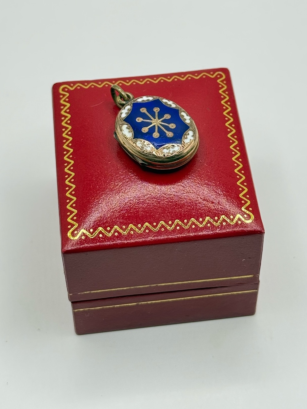 Old Victorian Blue enamel Gold Filled locket pendant